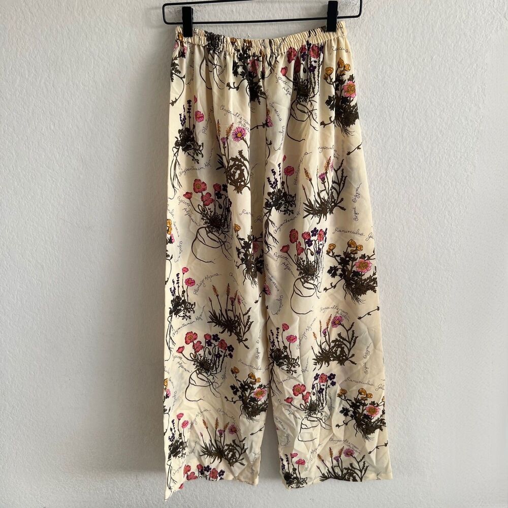 AMERICAN VINTAGE 90s Botanical Floral High Rise Wide Leg Relaxed Pants Women S-M